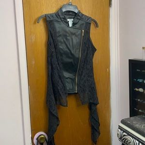 Sexy Lace Pleather Punk Zip Up